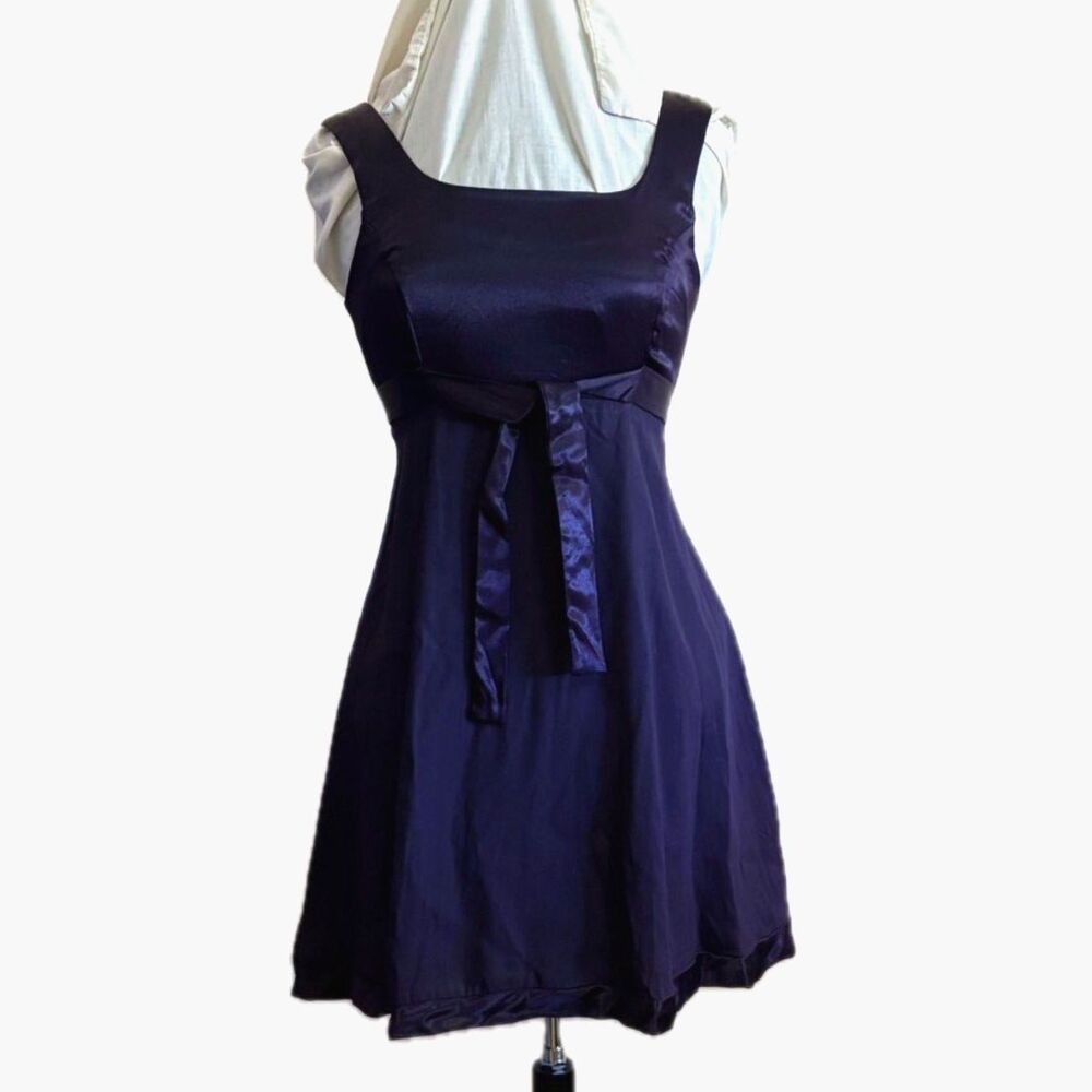 Vtg Y2K Rampage Baby Doll Satin Mini Dress 7 Small Plum